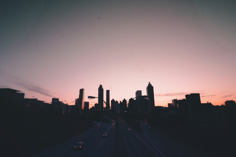 Atlanta skyline at sunset from Jackson Street Bridge
