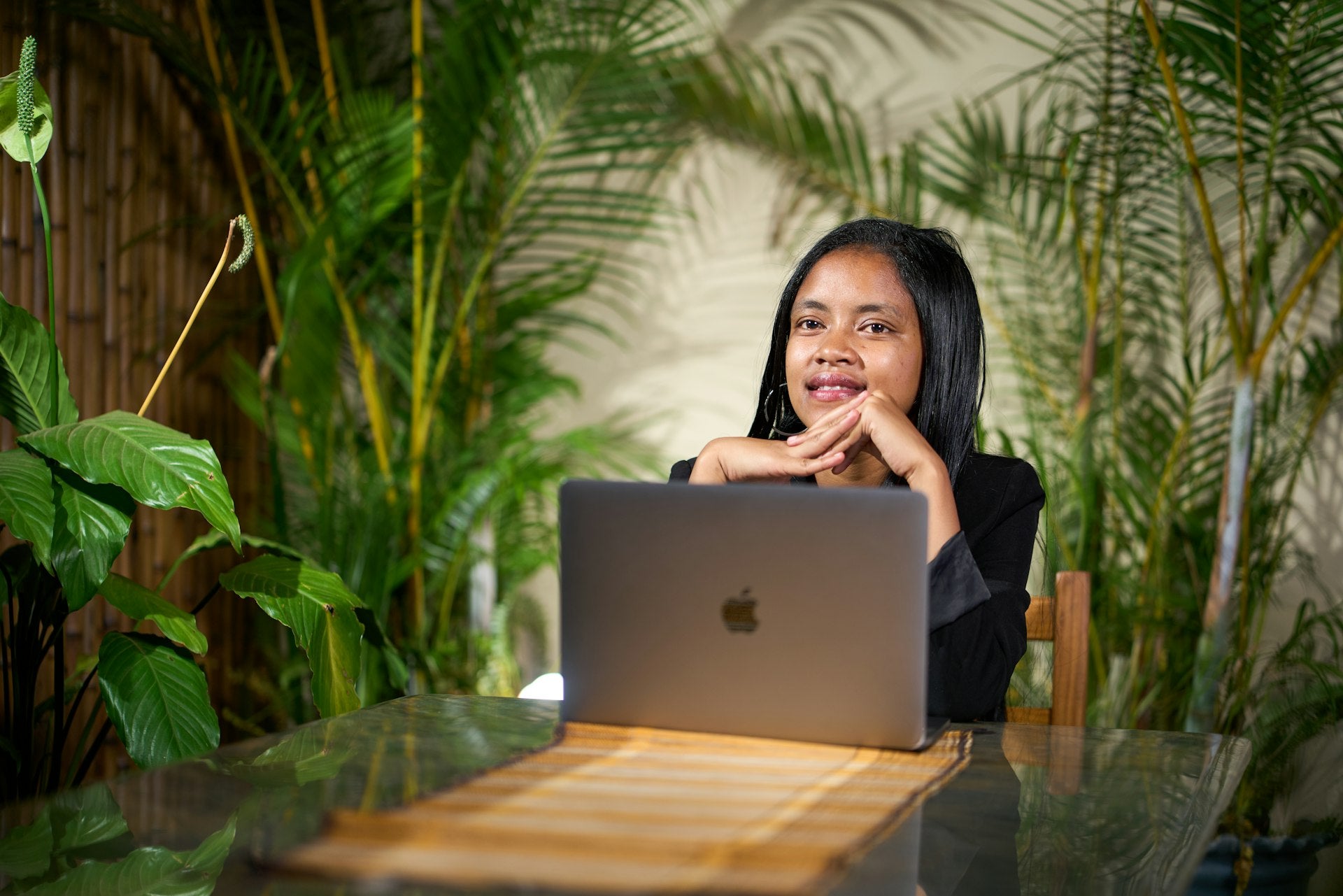 Woman calmly reviewing her wellness plan