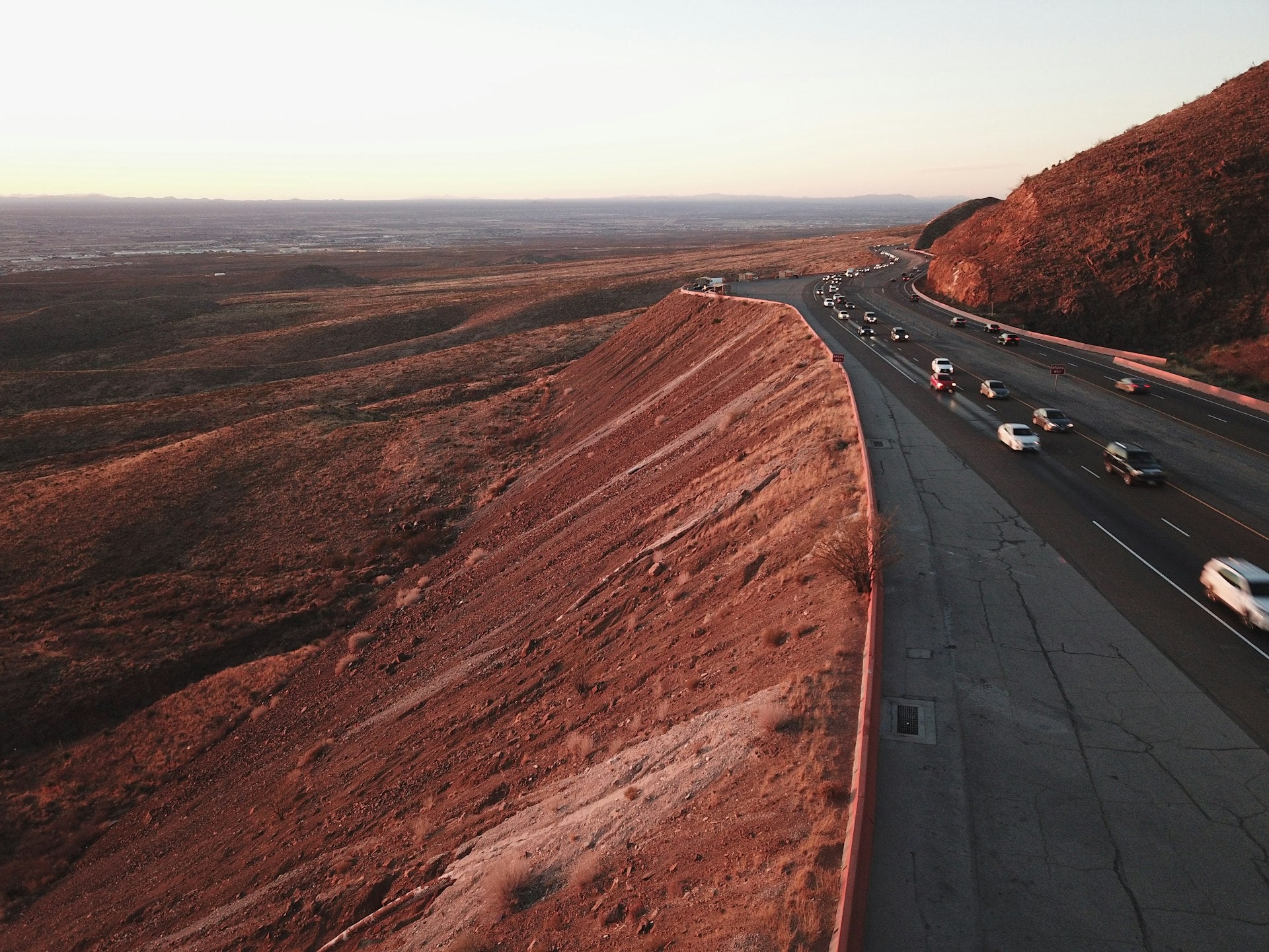 Trans Mountain Road in El Paso Texas with desert landscape
