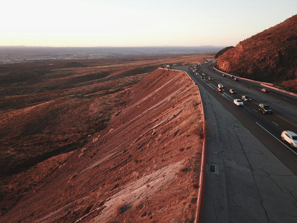 Trans Mountain Road in El Paso Texas with desert landscape